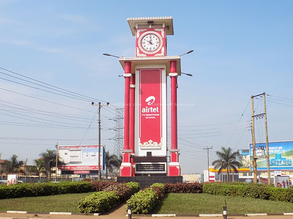 The installation of the four-faced clock project in Uganda, Africa.